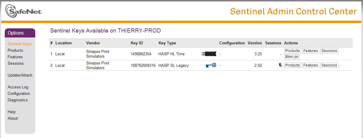 Checking Sentinel Keys available