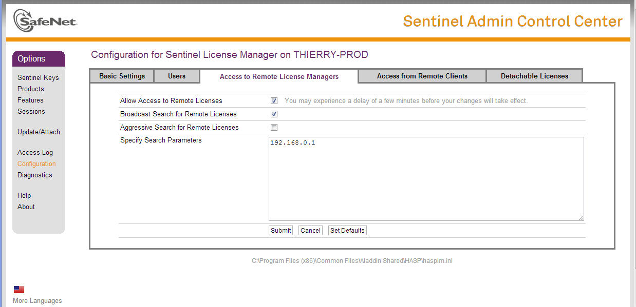 Remote access to a license